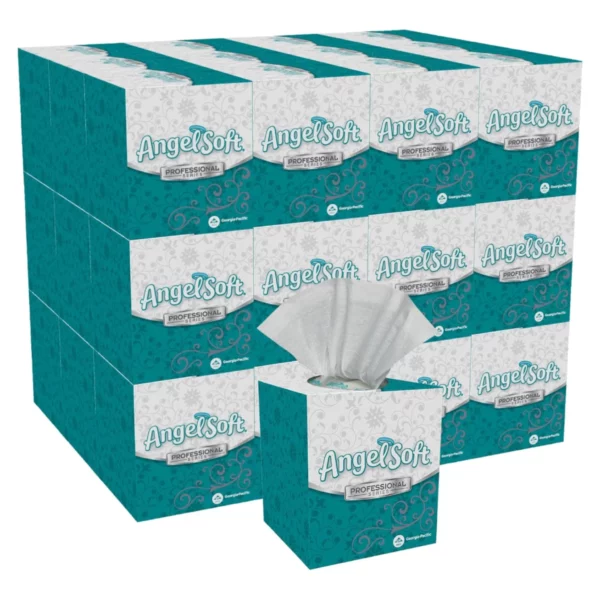 Angel Soft Professional Series Facial Tissue, 2-Ply, 96 Tissues/Box, 36 Boxes/Carton - Premium Soft Bulk Facial Tissues