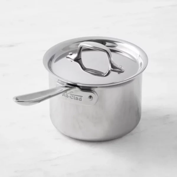 All-Clad D3® Tri-Ply Stainless-Steel Saucepan - Premium 3-Ply Bonded Cookware with Lid, Made in USA