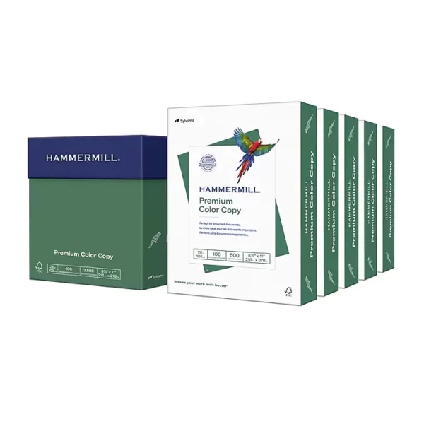 Hammermill 8.5" x 11" Premium Color Copy Paper, 28 lbs., 100 Brightness, 2500 Sheet/Carton - Ultra-Smooth Bright White Laser & Inkjet Paper