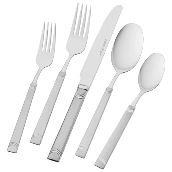 Henckels Joy 18/10 Stainless Steel 45-pc. Flatware Set - Service for 8 with Sculpted Handles, Coordinating Serving Utensils & Lifetime Warranty