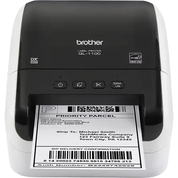 Brother Desktop QL-1100 Wide Format Label Printer - 4" Wide Shipping Labels, Auto Crop for Barcodes, 69 Labels/Min & Plug & Label for Fast Business Use