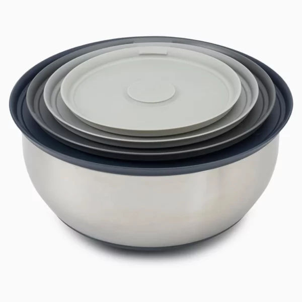 Joseph Joseph Nest Prep & Store 8-pc. Bowl Set - Space-Saving Stainless Steel Nesting Bowls with Snap Lids