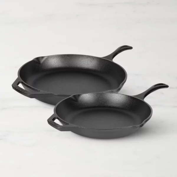 Lodge Chef Collection Seasoned Cast Iron Skillet, Set of 2 - Preseasoned 10" & 12" Cast Iron Fry Pans, Made in USA