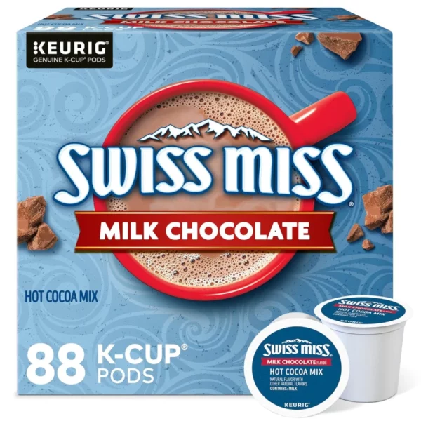 Swiss Miss Milk Chocolate Hot Cocoa Keurig K-Cup Pods, Rich & Creamy Family Favorite, 88 Count/Carton - Brews 6-10 oz, Made with Real Dairy & Premium Cocoa, No Mess Cleanup