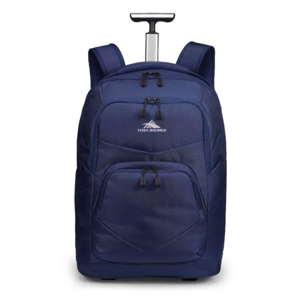 High Sierra Freewheel Pro Backpack - True Navy, Wheeled Convertible Design with Telescoping Handle, 15.6" Laptop Sleeve, Smooth-Rolling Wheels, Tuck-Away Straps - Versatile Travel & Commuter Bag