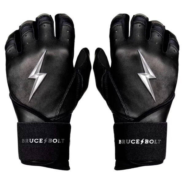 BRUCE BOLT Men's Chrome Series Long Cuff Batting Gloves - Double Inverse Cuff, Reinforced Cabretta Leather Palm for Superior Grip & Durability