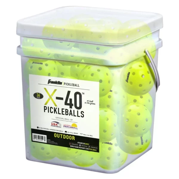 Franklin X-40 36-Pickleball Bucket USAPA Approved Outdoor Balls with Precision Drilled Holes and Durable Polyethylene for Tournament Play
