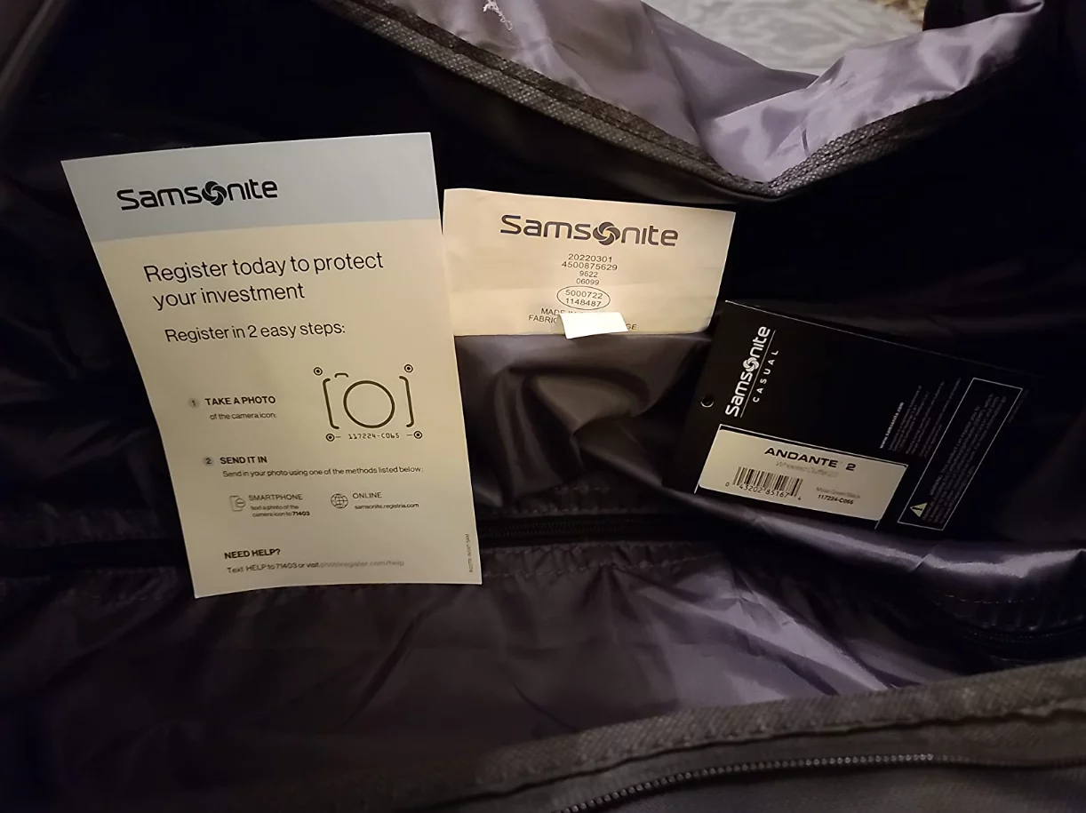 Click to view full screen Samsonite Andante 2.0 Medium Wheeled Duffel Bag - 30" Drop-Bottom Wheeled Duffel with Dual Wheels, Water-Resistant & Multiple Handles for Rugged Travel photo review