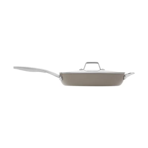 Calphalon Premier Ceramic Nonstick 12-Inch Frying Pan with Lid Mushroom Grey