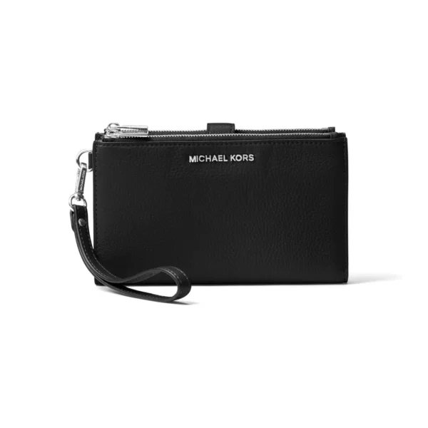 Michael Kors Adele Leather Smartphone Wristlet Wallet Double Zip Phone Wallet Black