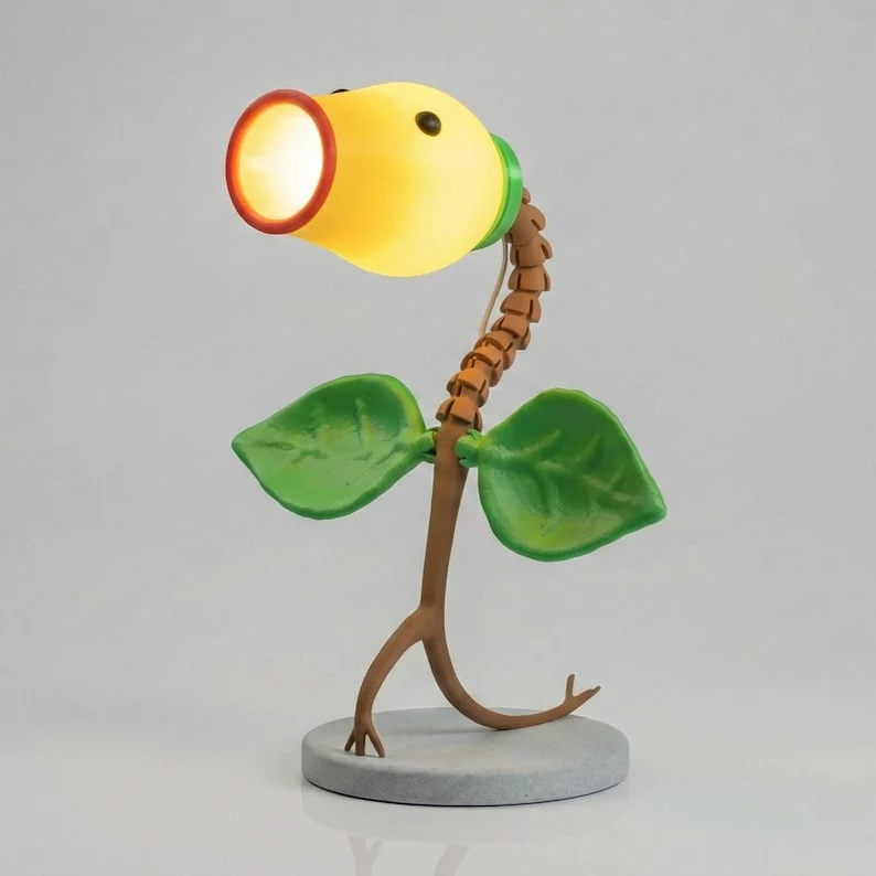 Gamer & Anime Room Decor, 3D Printed Bellsprout LED Desk Lamp, Unique Gift for Fans, Articulated Night Light