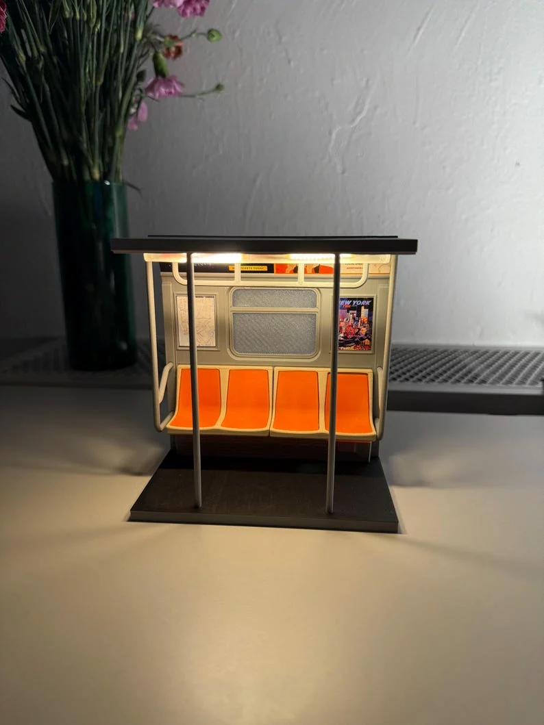 New York City Subway Train Desk Lamp 3D Printed Ambient Light 120x120x70mm