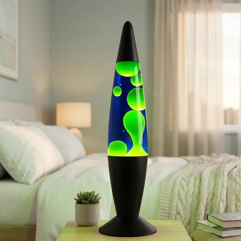 Vintage Lava Lamp Decor Magenta Pink Retro Rocket Light Unique Gift