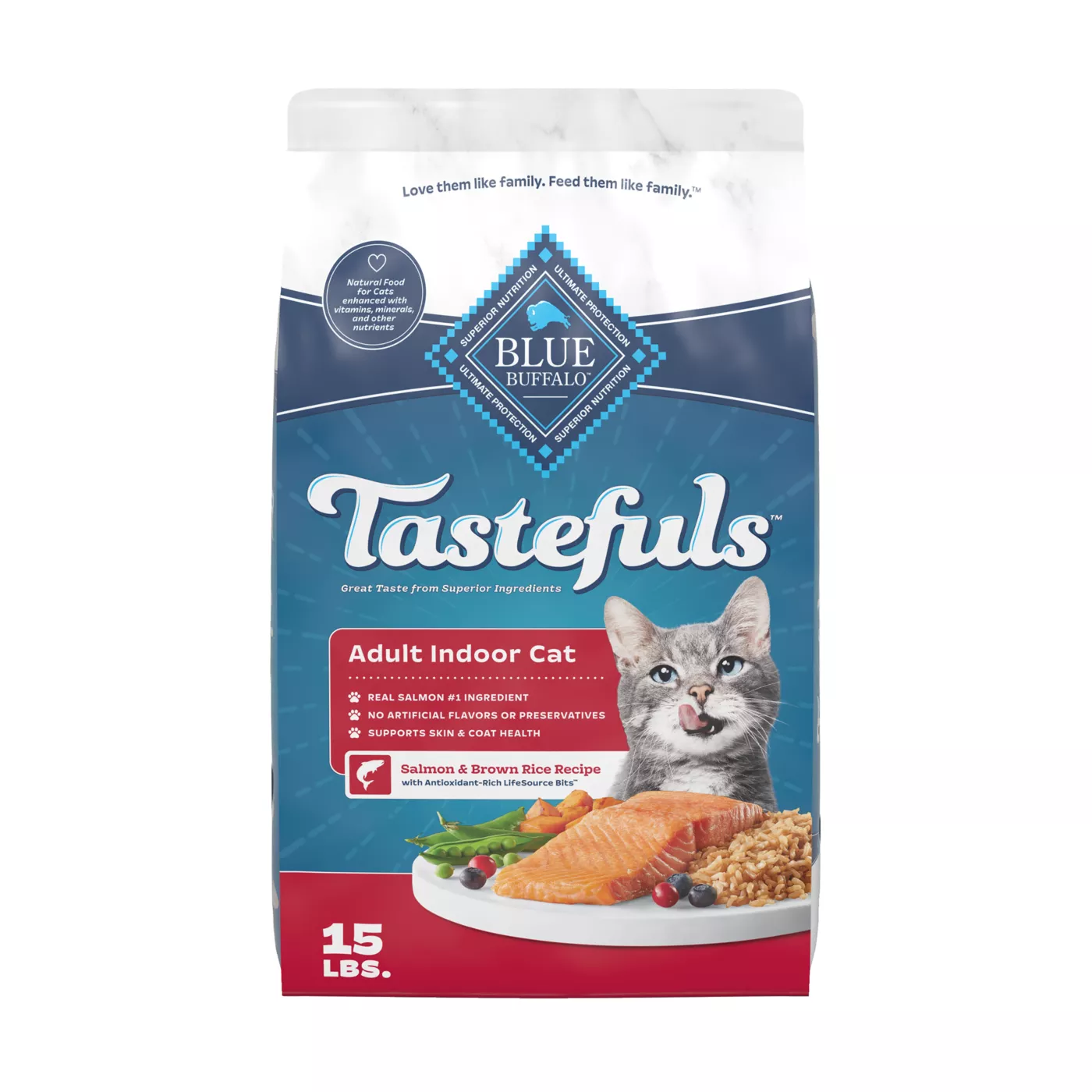 Blue Buffalo Tastefuls Adult Indoor Cat Dry Food - Natural, Salmon & Brown Rice 5108701