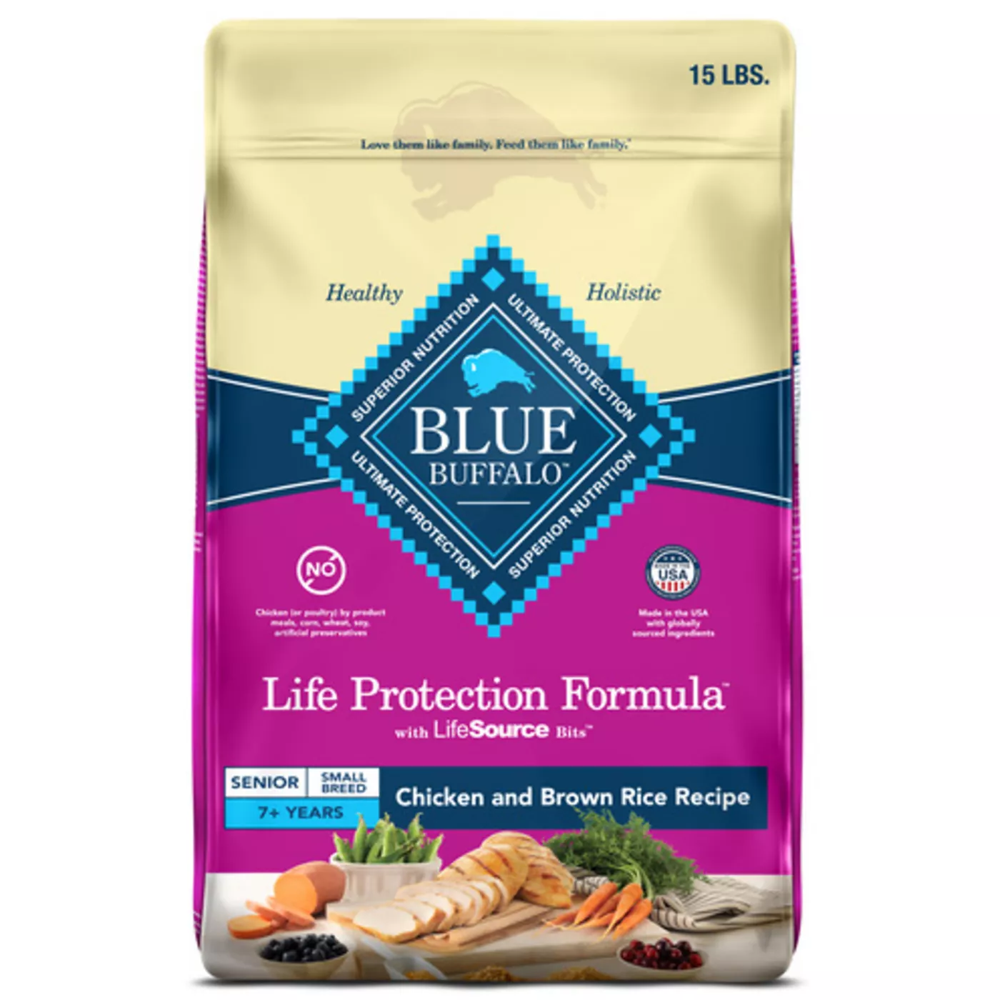 Blue Buffalo Life Protection Formula Small Breed Chicken & Brown Rice Senior Dry Dog Food 5150020