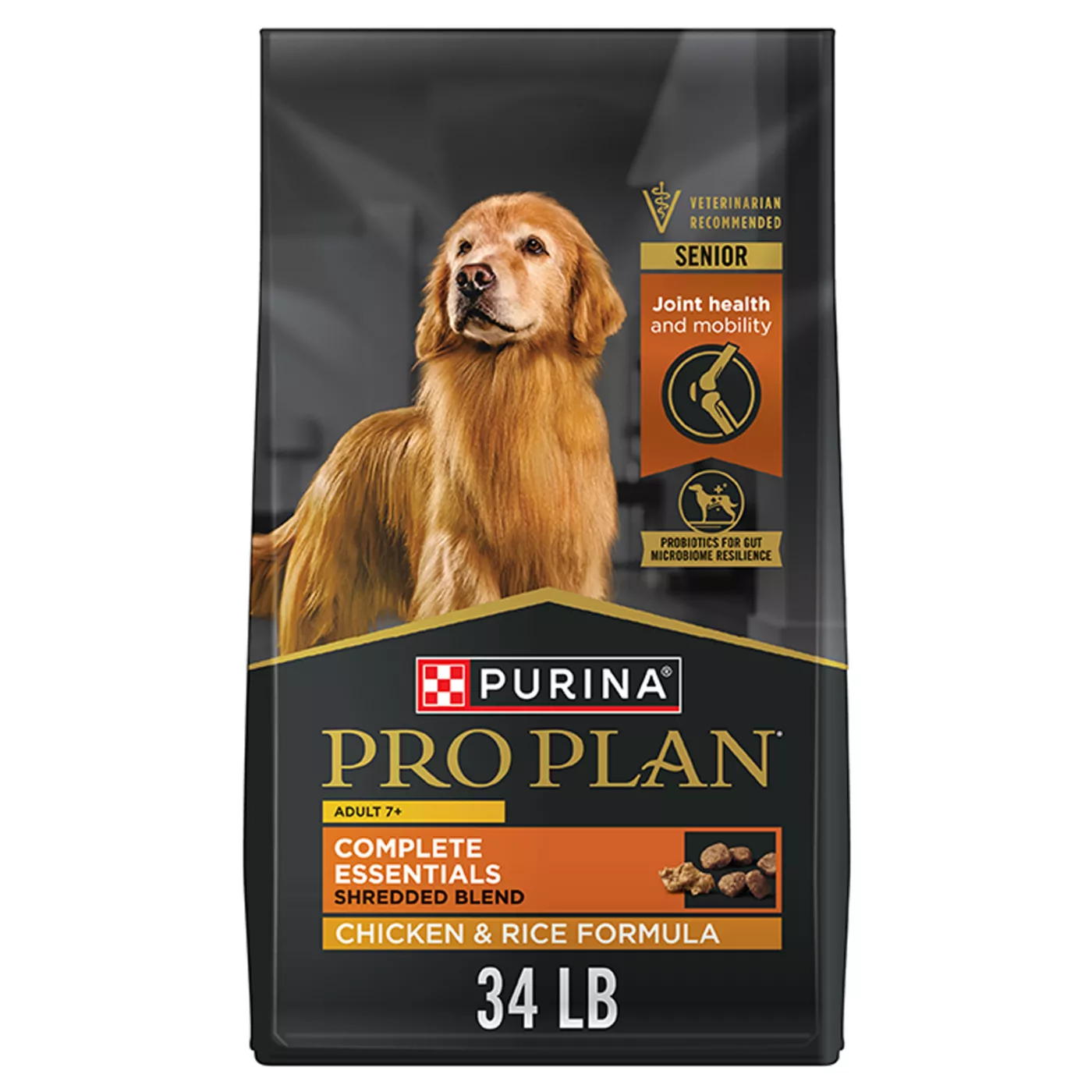 Purina Pro Plan Senior Dry Dog Food With Probiotics for Dogs, Shredded Blend Chicken & Rice Formula 5153714