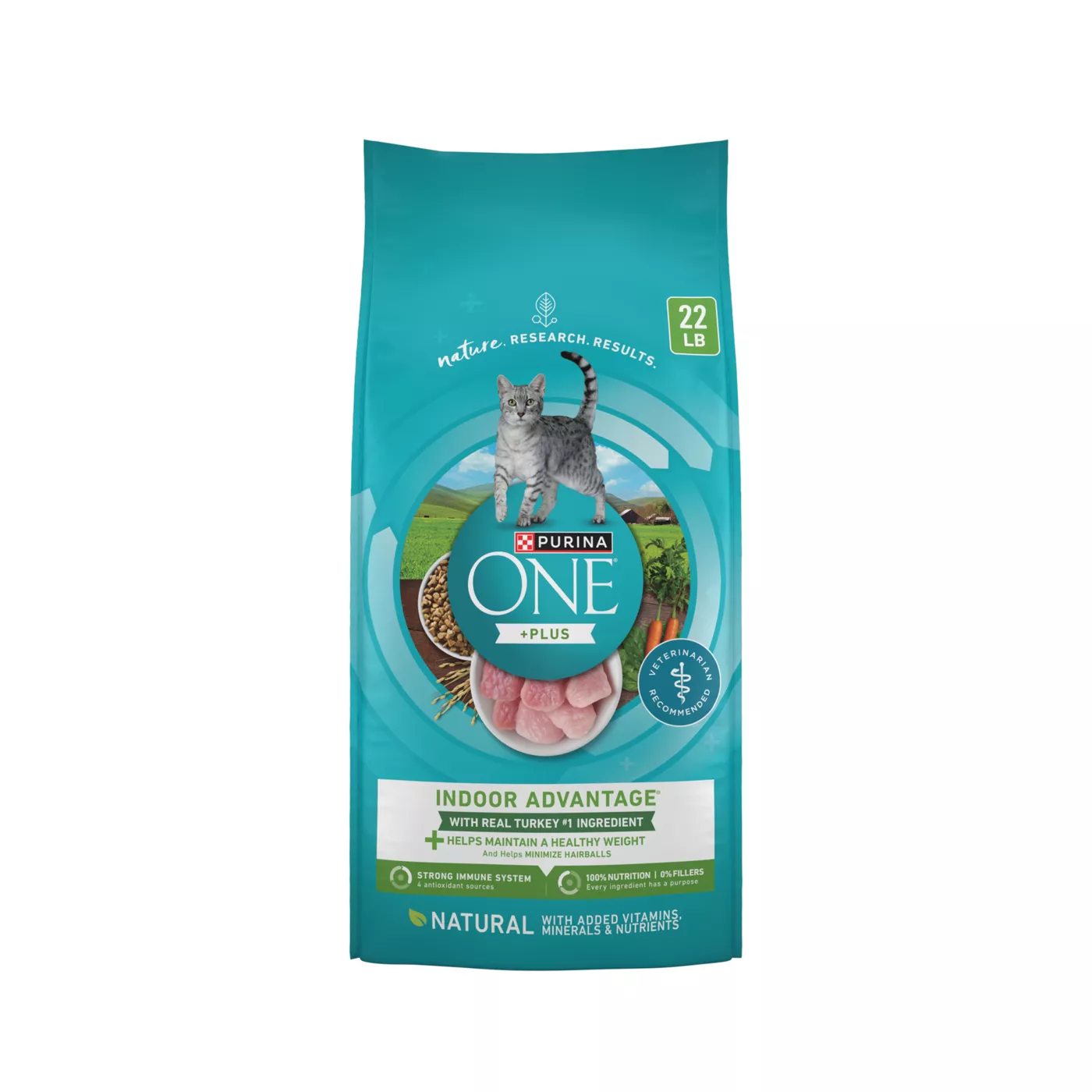Purina ONE +Plus Indoor Advantage Adult Natural, Low Fat, Weight Control, Real Turkey Dry Cat Food 5162617