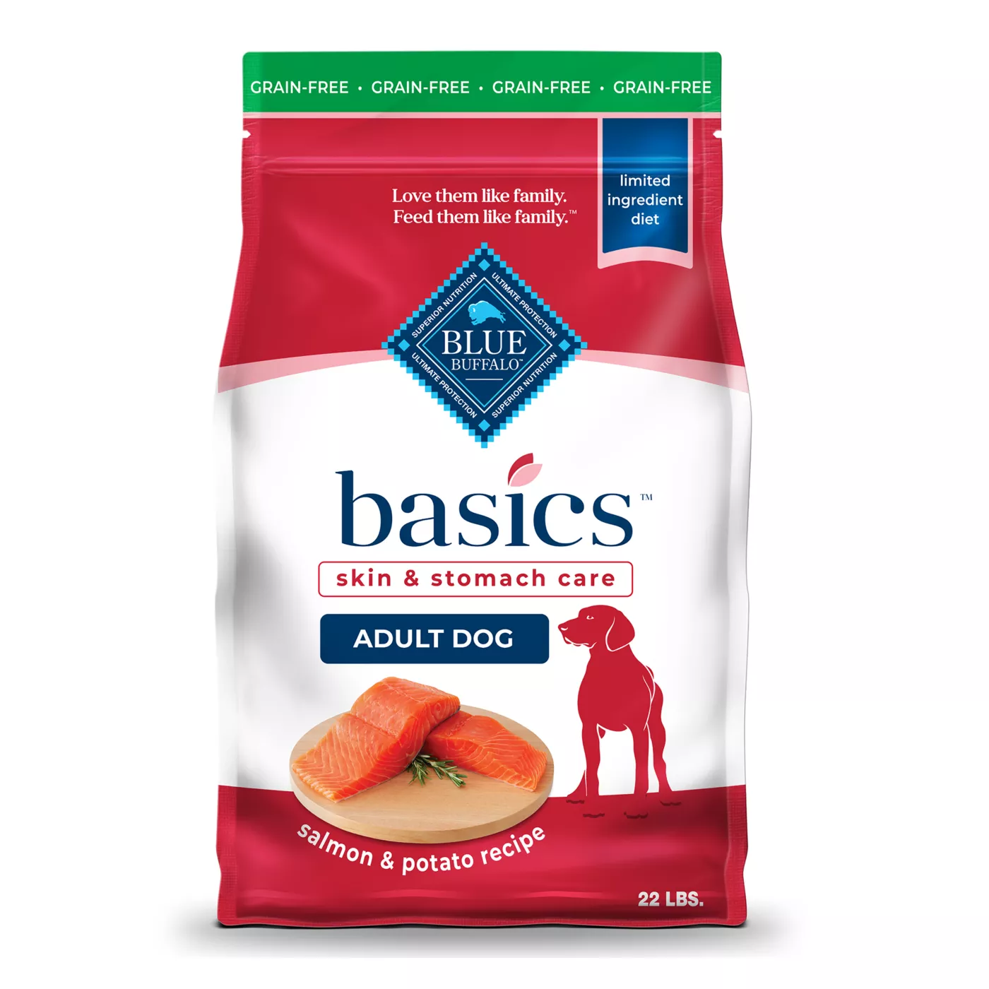 Blue Buffalo Basics Skin & Stomach Care, Salmon & Potato Dry Dog Food, Grain Free & Chicken Free 5210779