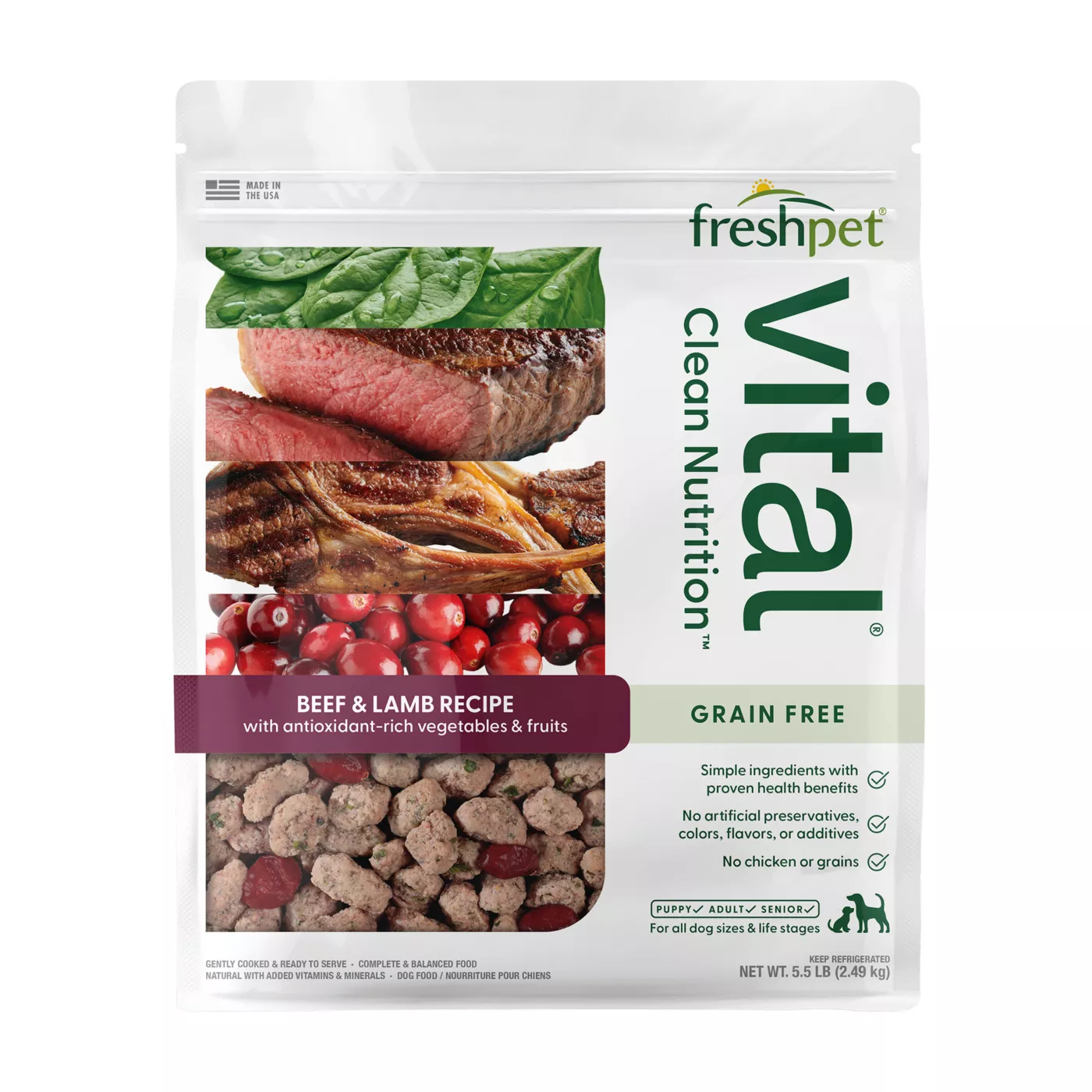 Freshpet Vital Grain Free Complete Meals Beef with Lamb Adult Dog Food 5237611