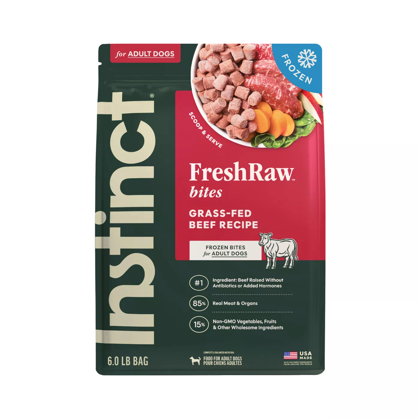 Instinct Raw Bites Adult Frozen Dog Food - Raw, Grain Free, Beef 5280021