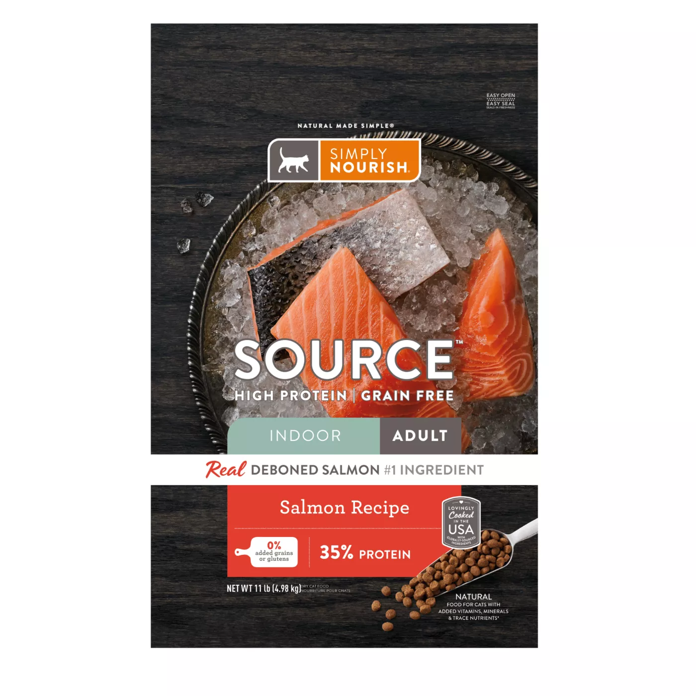 Simply Nourish Source Indoor Cat Dry Food - Salmon, Natural, High-Protein, Grain Free 5286924
