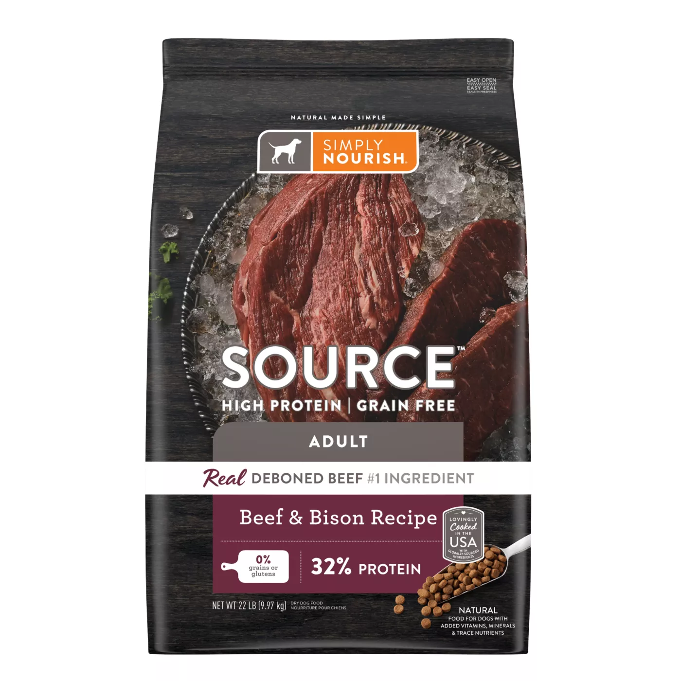 Simply Nourish Source Adult Dry Dog Food - Beef & Bison 5286982