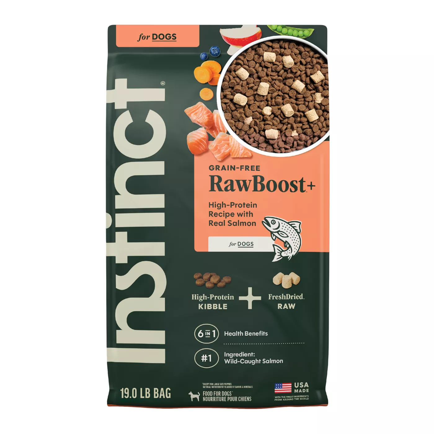Instinct Raw Boost Kibble + Freeze-Dried Raw All Life Stages Dry Dog Food - Raw, Grain Free, Salmon 5287064