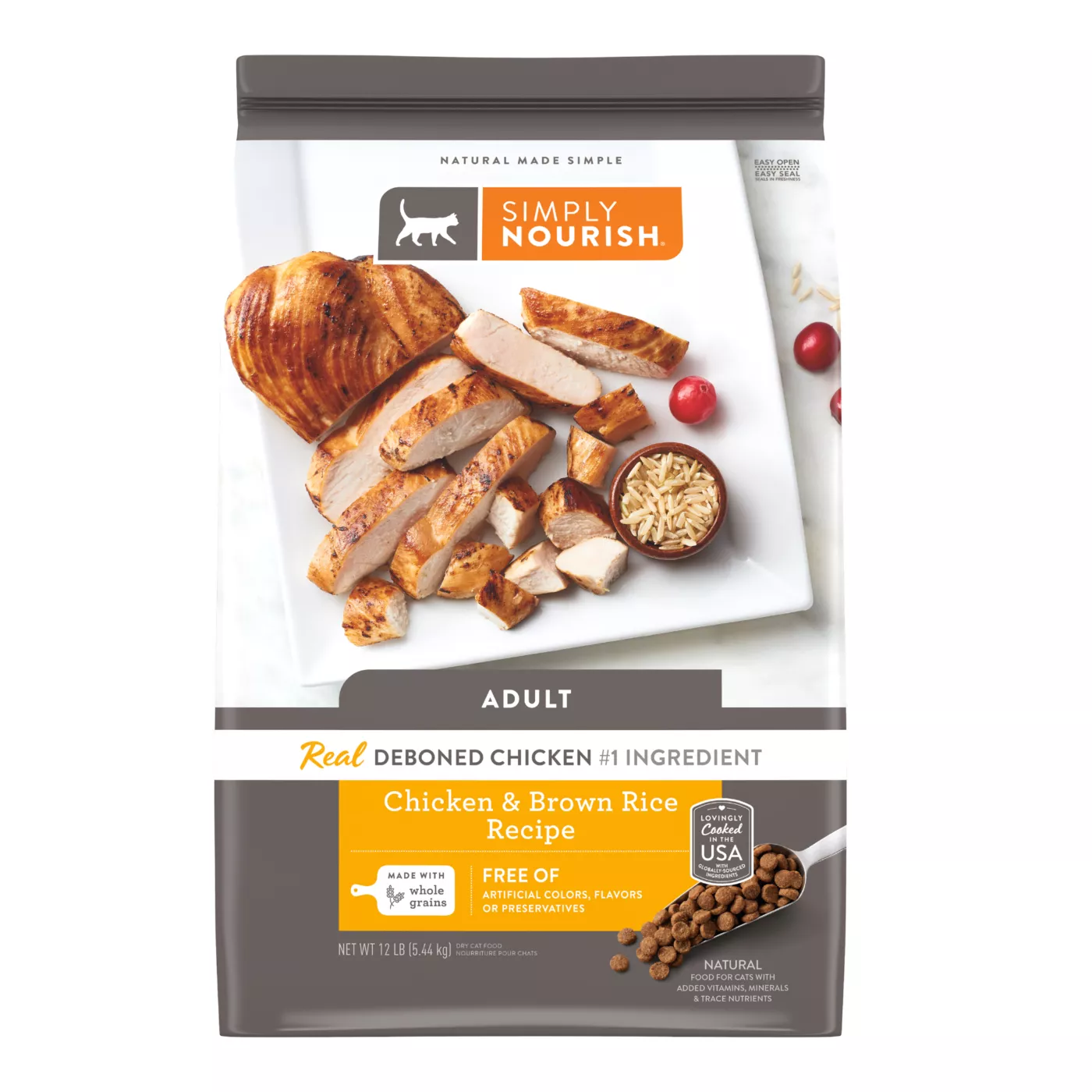 Simply Nourish Original Cat Dry Food - Chicken & Brown Rice, Natural, With-Grain 5287616