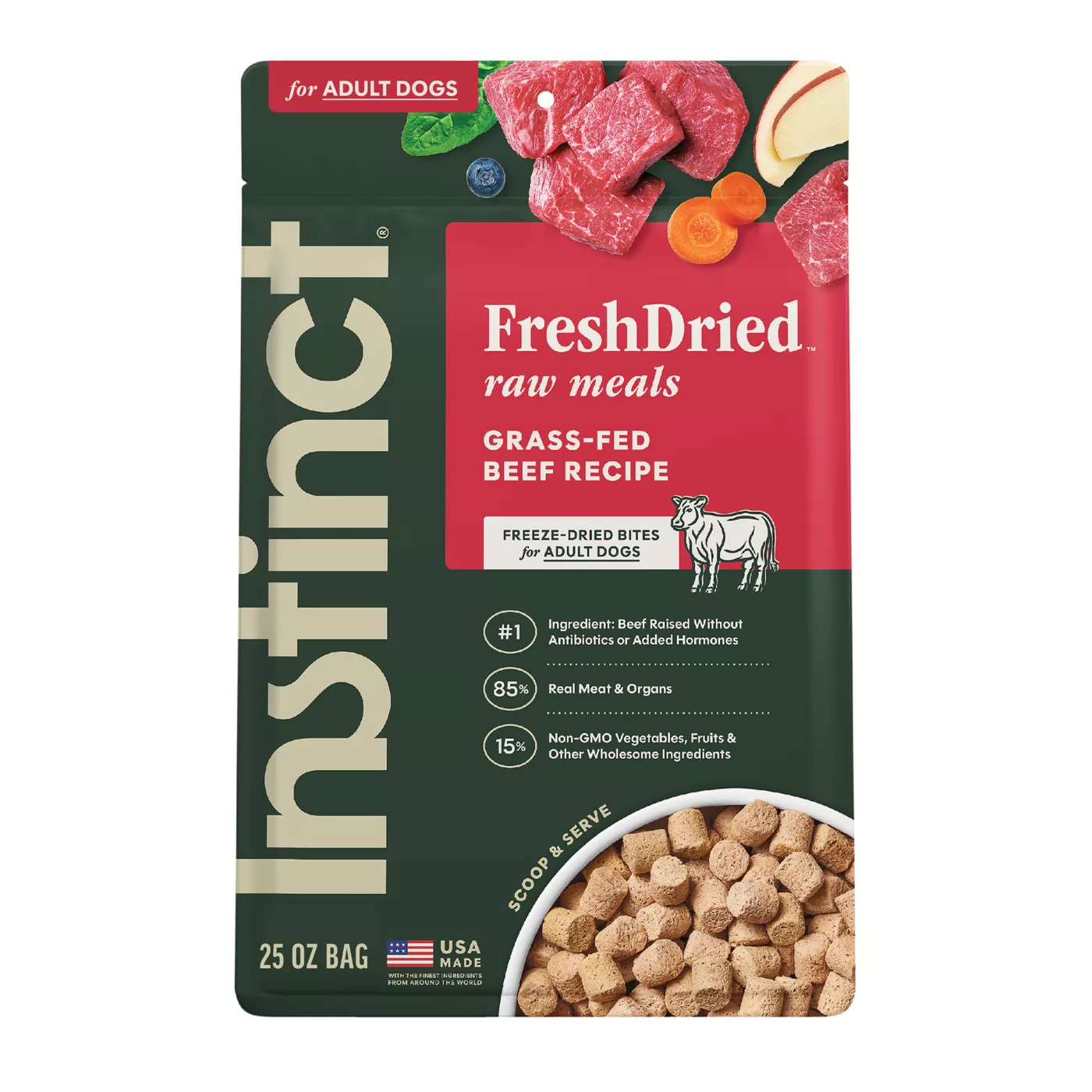 Instinct Raw Meals Freeze-Dried Adult Dry Dog Food - Grain Free, Beef 5298753