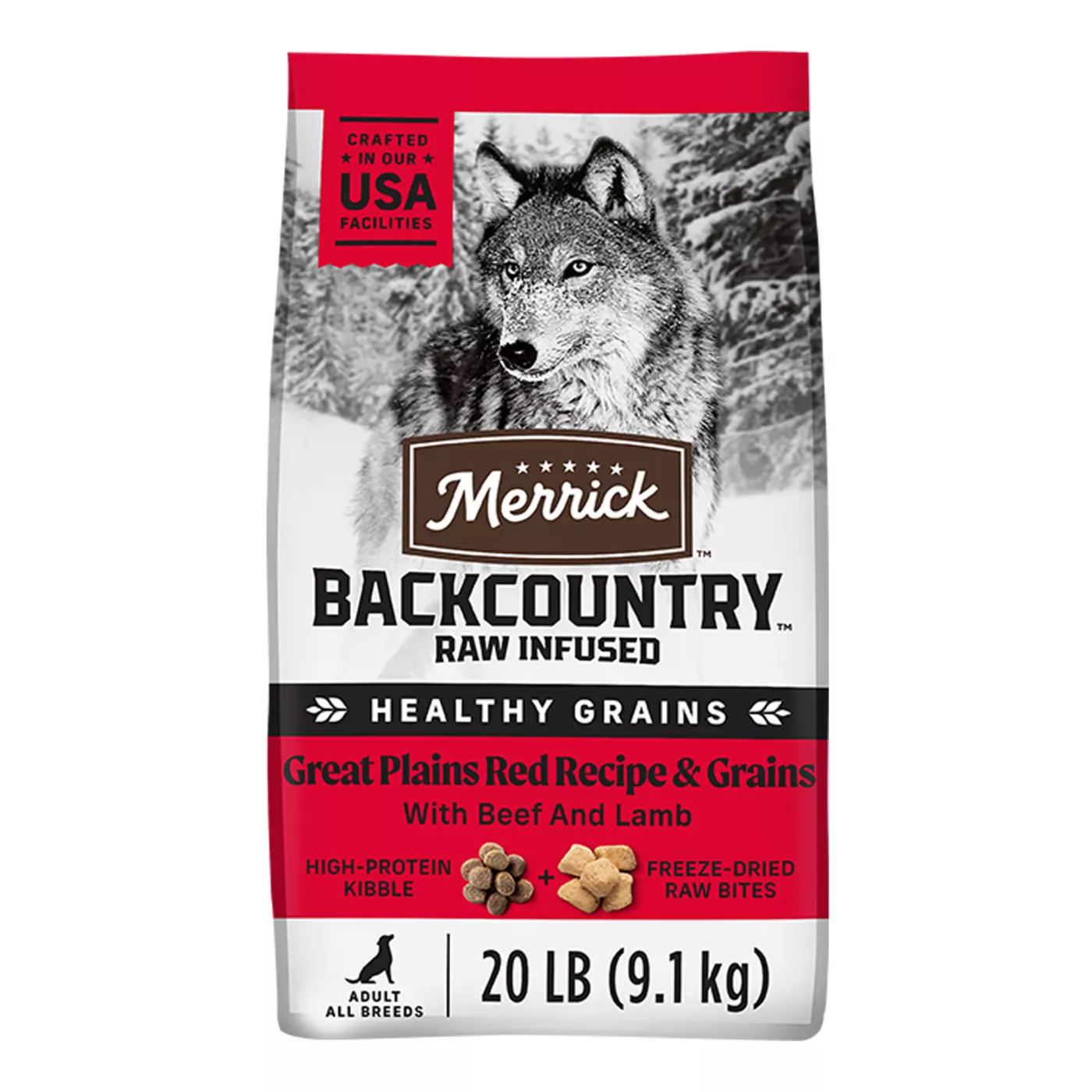 Merrick Backcountry Adult Dry Dog Food - Natural, Freeze Dried Raw, Grains, Beef, Lamb & Rabbit 5299087