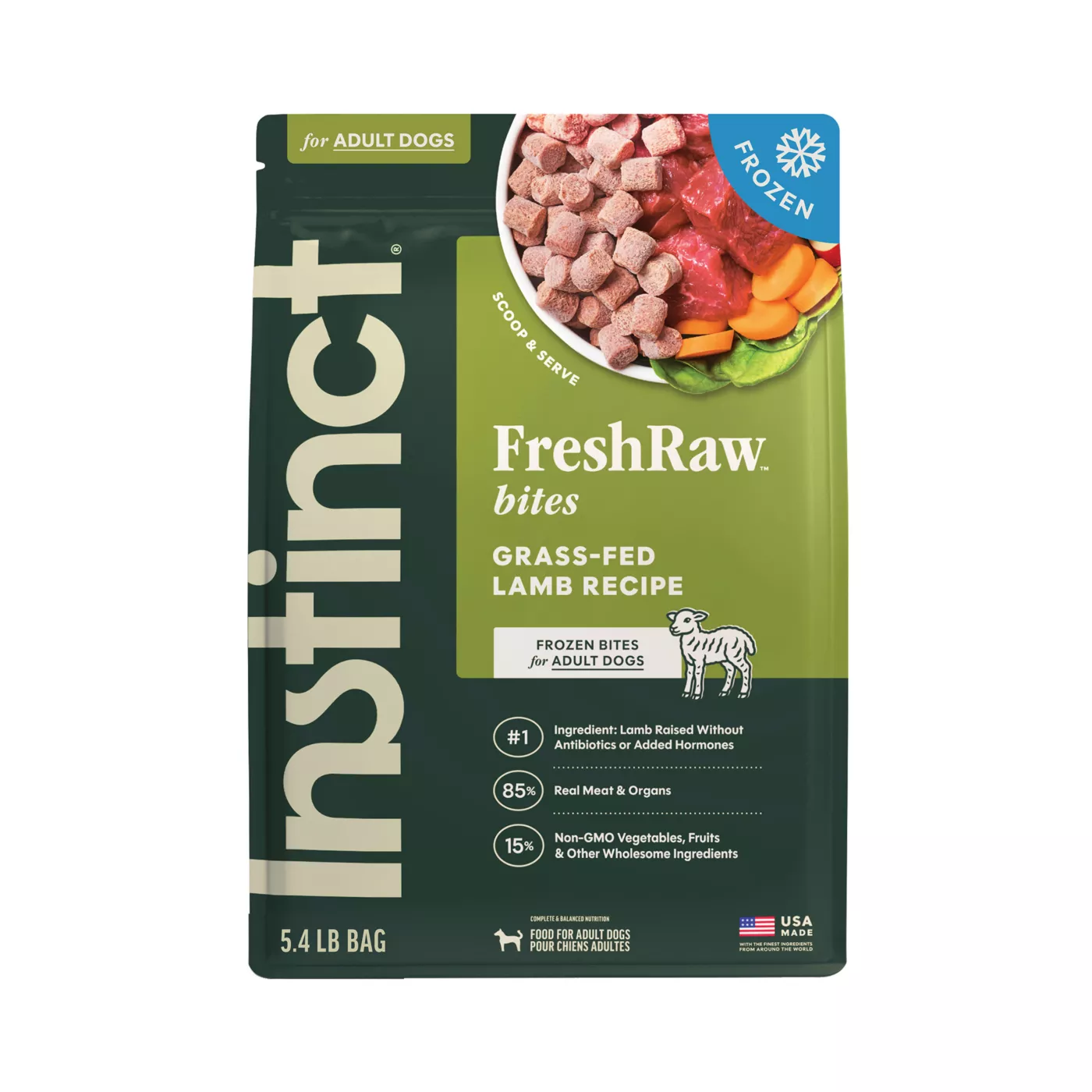 Instinct Raw Bites Adult Frozen Dog Food - Raw, Grain Free, Lamb 5306028