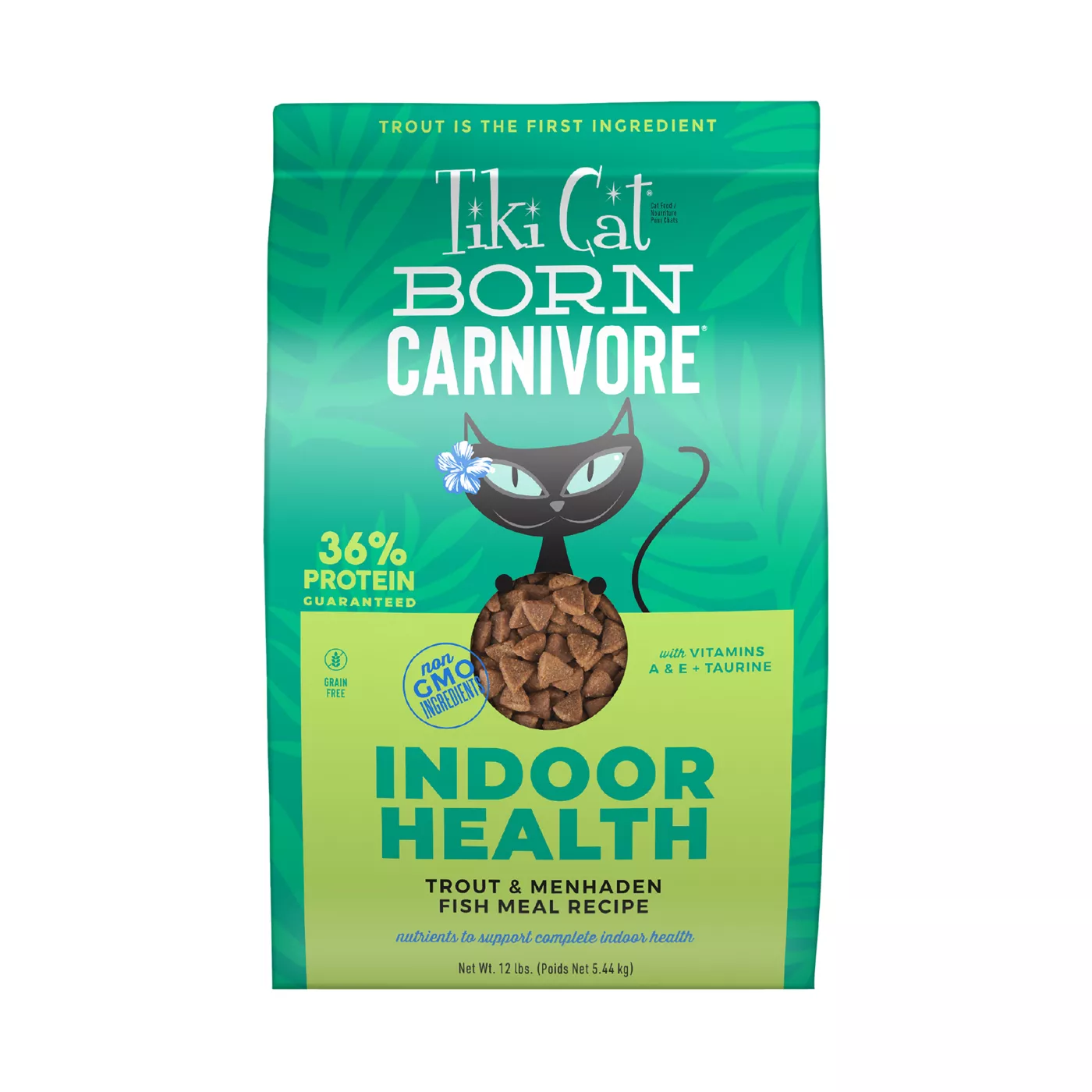 Tiki Cat Born Carnivore Indoor Health Dry Cat Food - High Protein, Non-GMO, Trout & Menhaden Fish 5309097
