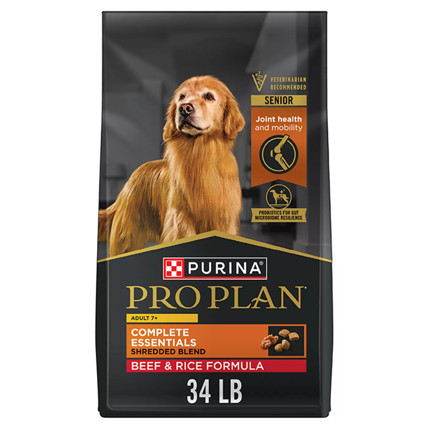 Purina Pro Plan Adult 7+ Complete Essentials Shredded Blend Beef & Rice Formula Senior Dry Dog Food 5322638