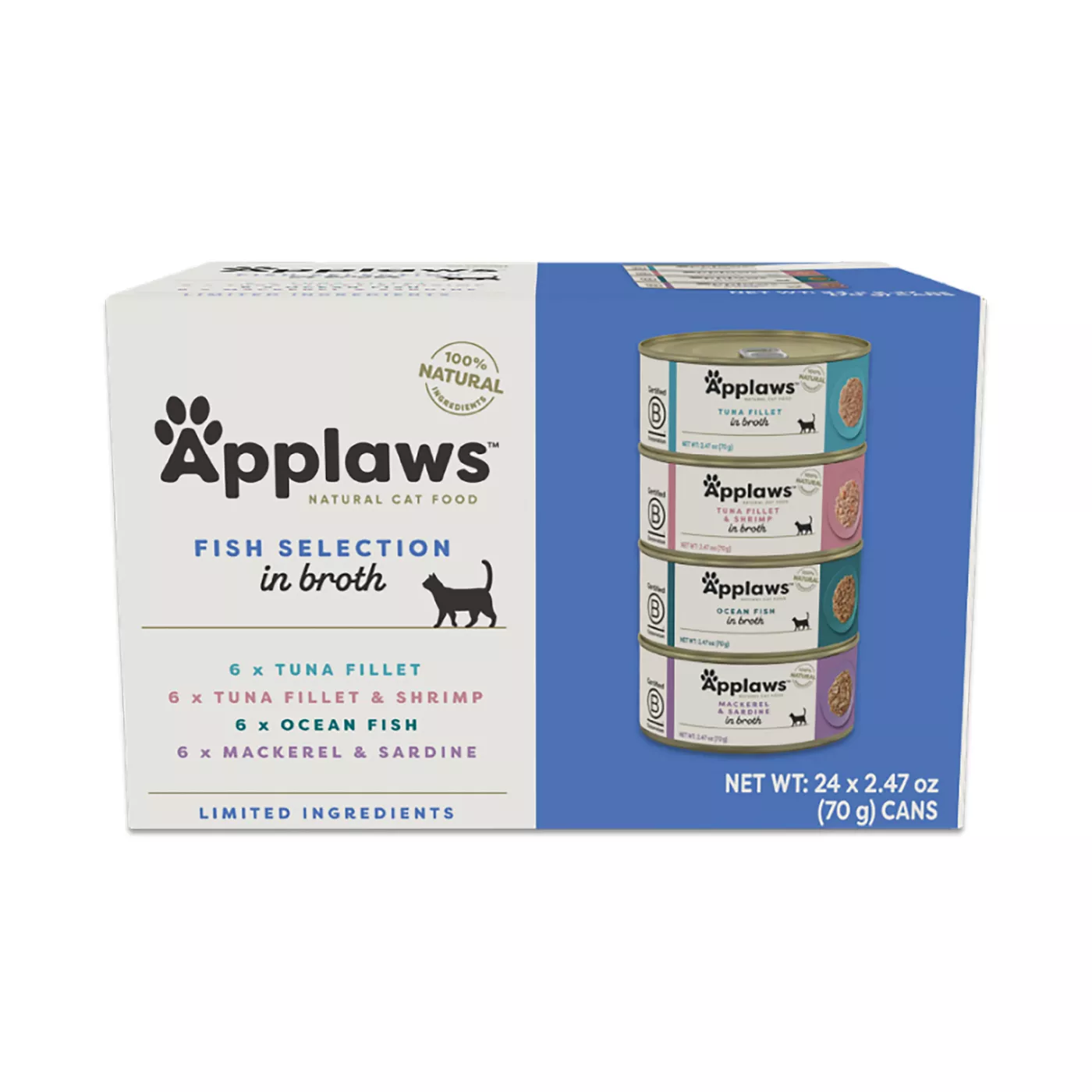 Applaws Fish Selection in Broth Cat Wet Food - Natural, Variety Pack, 24 Count 5322734