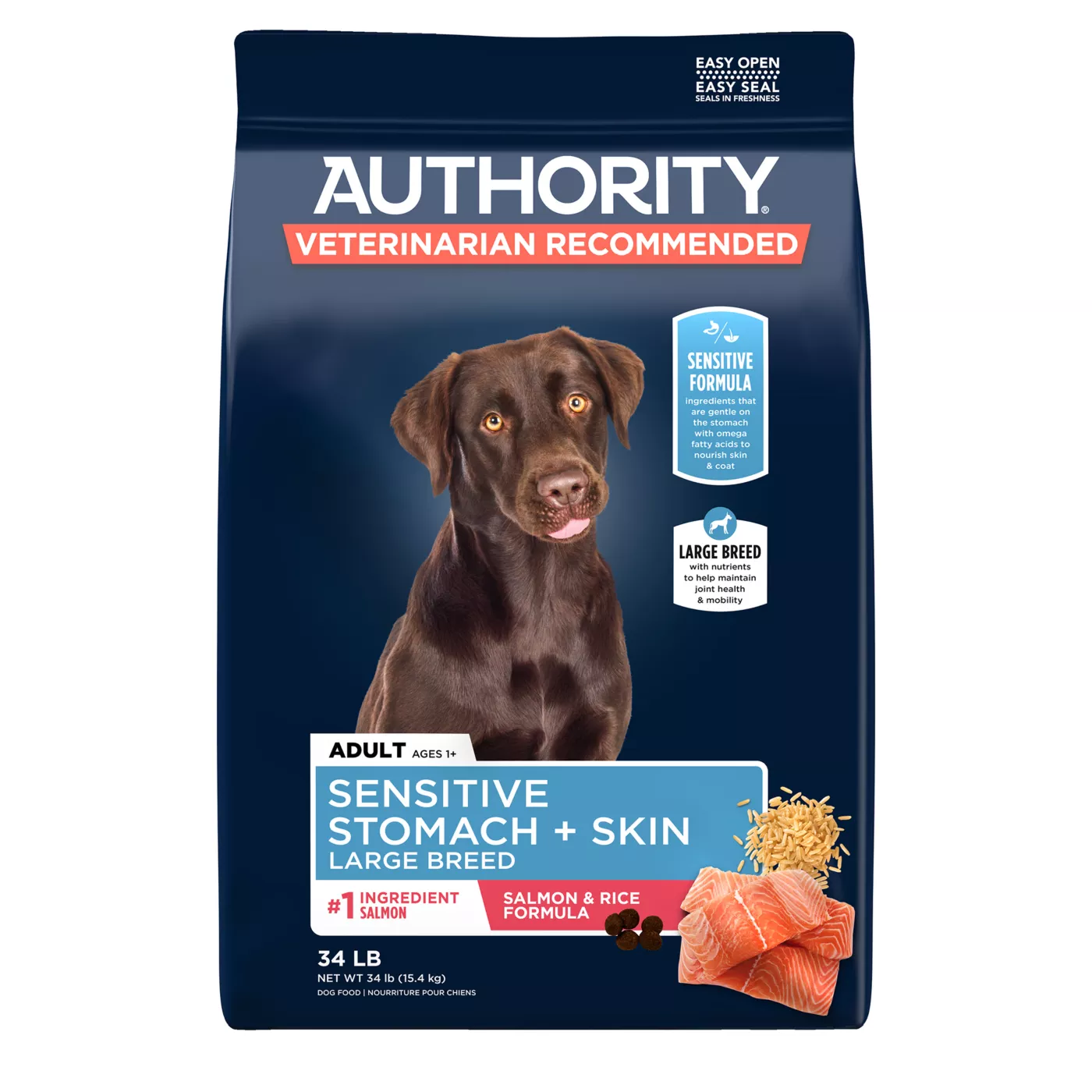 Authority Sensitive Stomach & Skin Large Breed Adult Dog Dry Food - Salmon & Rice 5333997