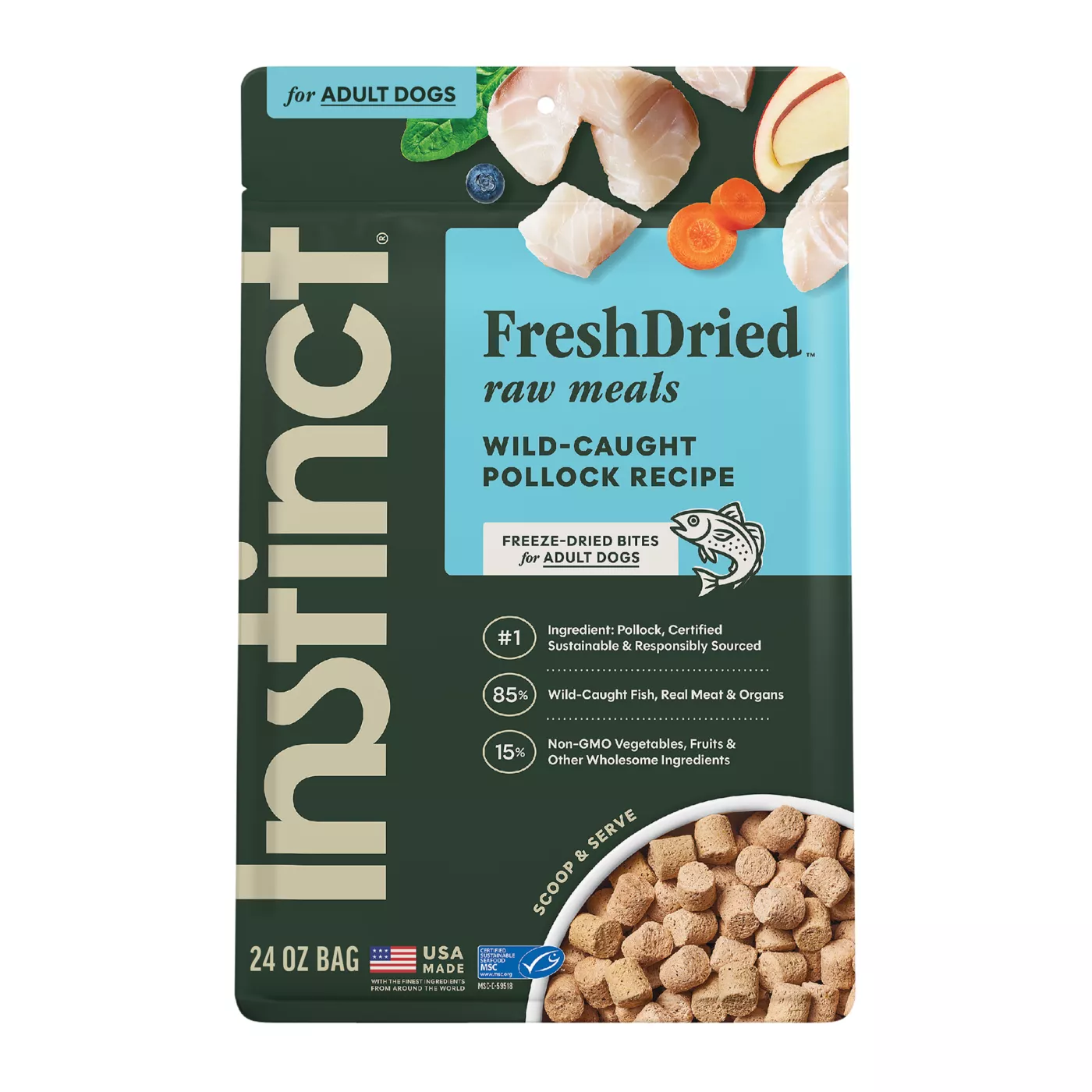 Instinct Raw Meals Freeze-Dried Adult Dog Dry Food - Grain Free, Alaskan Pollock 5338213