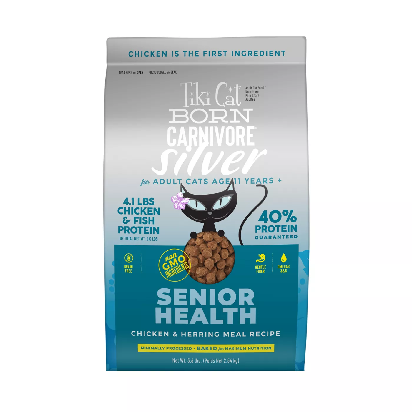Tiki Cat Born Carnivore Silver for Adults 11+ Food - Chicken & Herring, Non-GMO 5338569