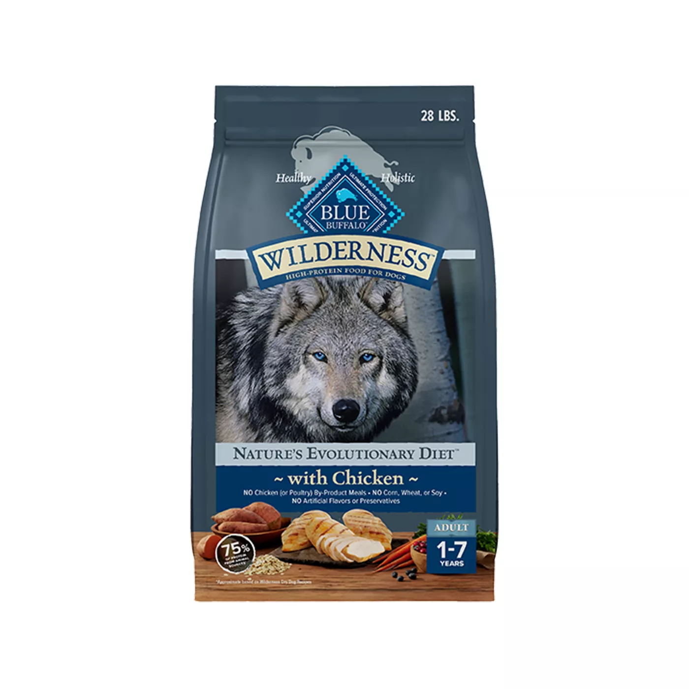 Blue Buffalo Wilderness High Protein, Chicken with Wholesome Grains Adult Dry Dog Food 5338760