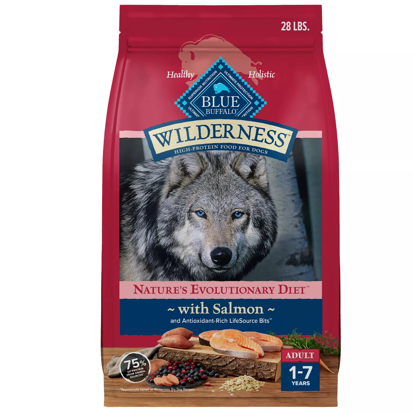 Blue Buffalo Wilderness High Protein, Salmon with Wholesome Grains Adult Dry Dog Food 5338786