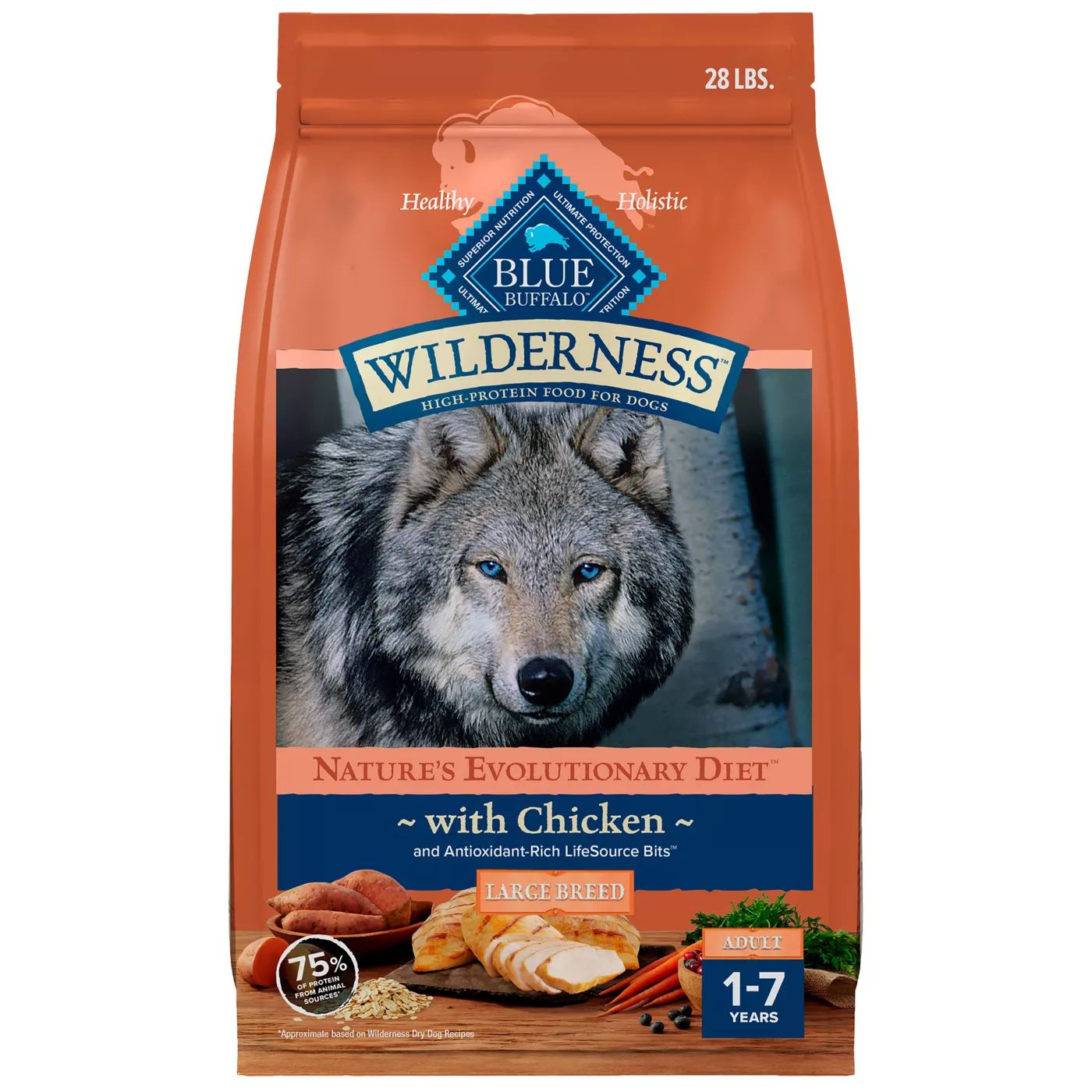 Blue Buffalo Wilderness High Protein, Chicken Large Breed Adult Dry Dog Food, Grain-Free 5338787