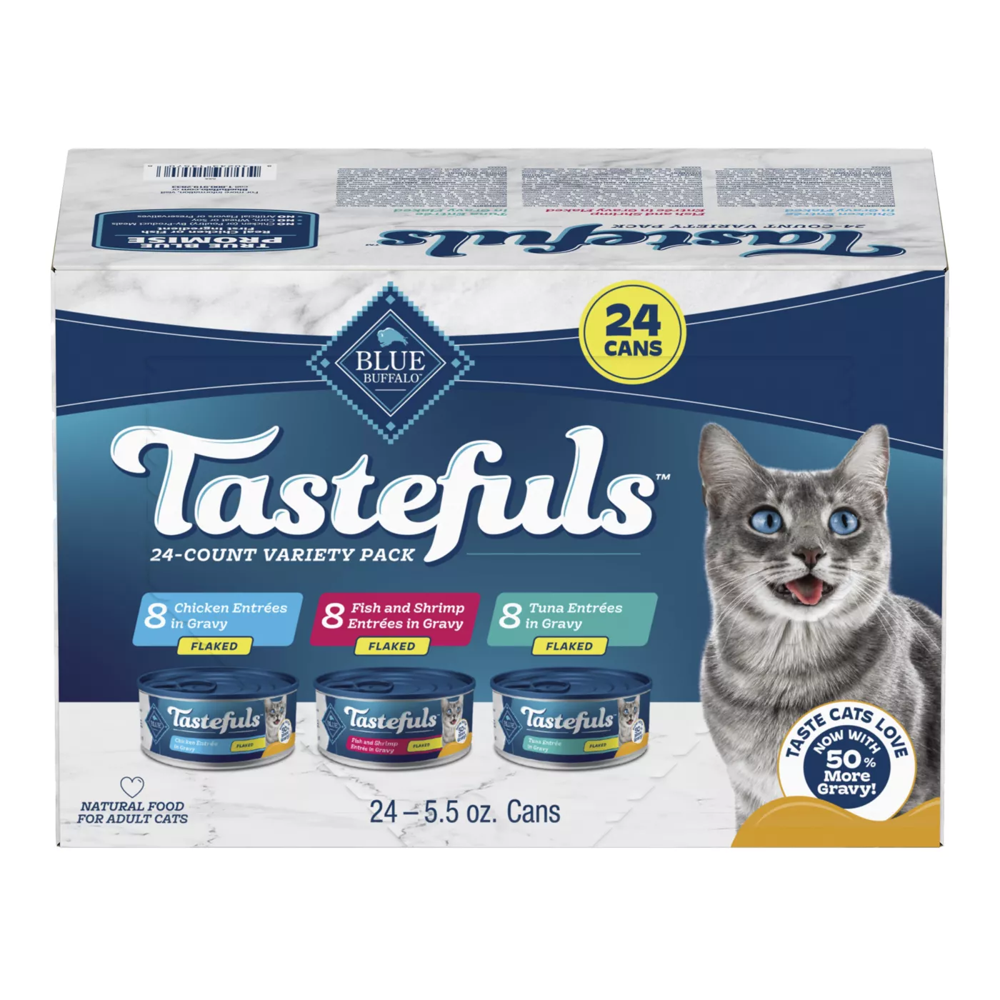 Blue Tastefuls Chicken, Fish & Shrimp, Tuna Entrees Variety Pack - Flaked, 24 Ct 5340204
