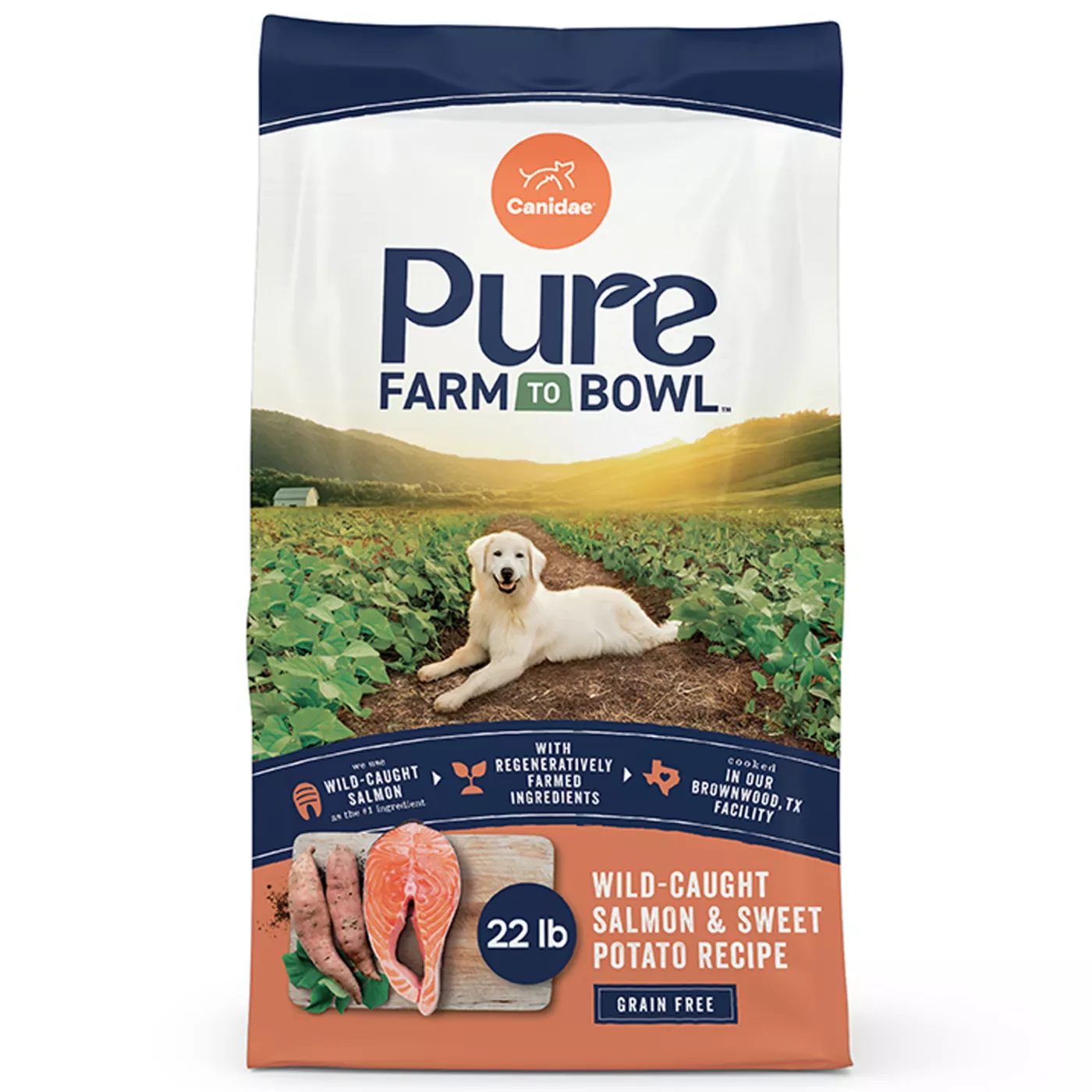 Canidae Pure Farm To Bowl Adult Dog Food - Wild-Caught Salmon & Sweet Potato Recipe, 22 lbs 5344100