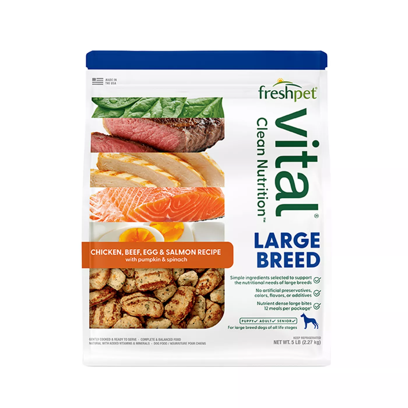 FreshPet Vital Large Breed Adult Fresh Dog Food - Chicken, Beef, Egg & Salmon Recipe 5 LB 5345681