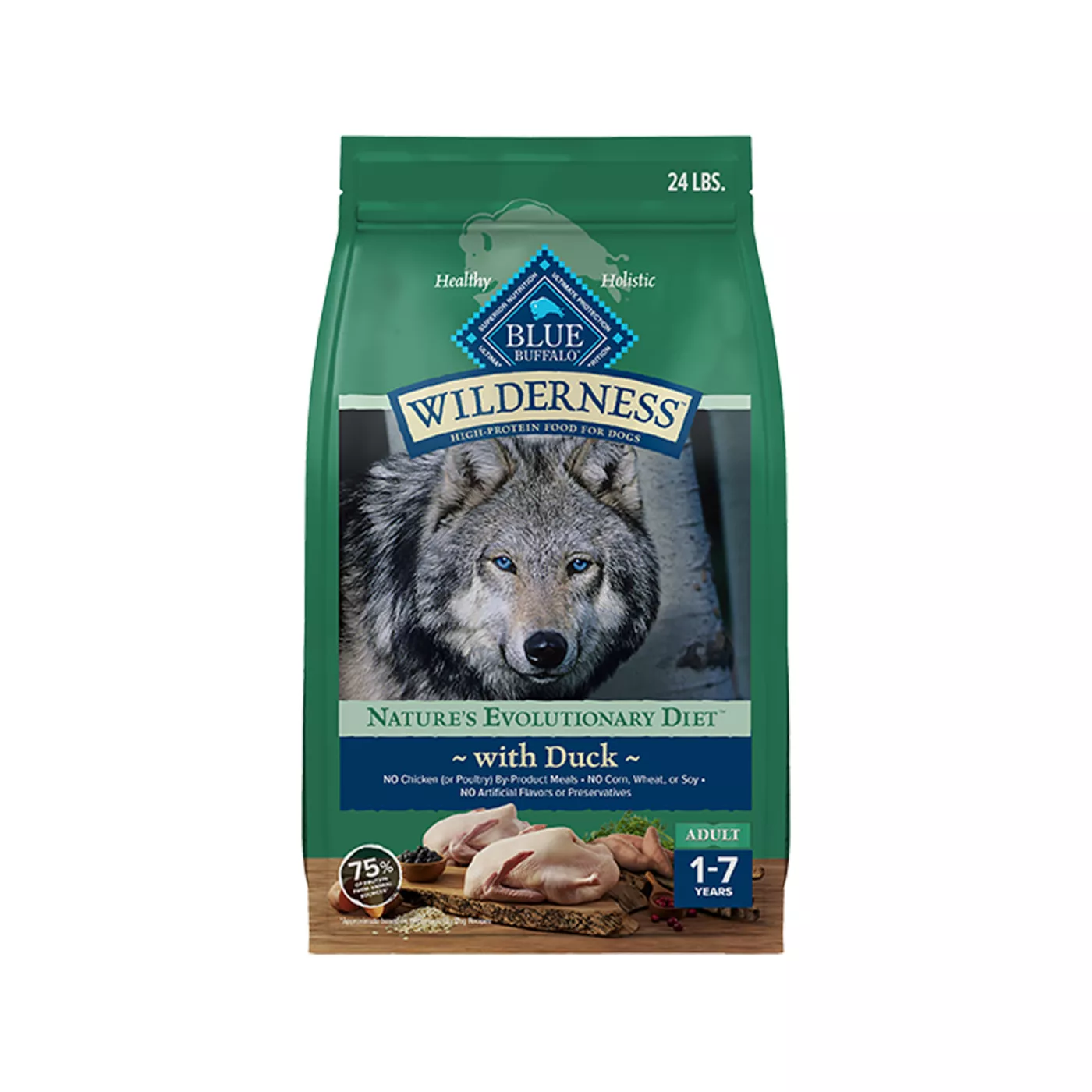 Blue Buffalo Wilderness High Protein, Duck Adult High Protein, Dry Dog Food 5348238