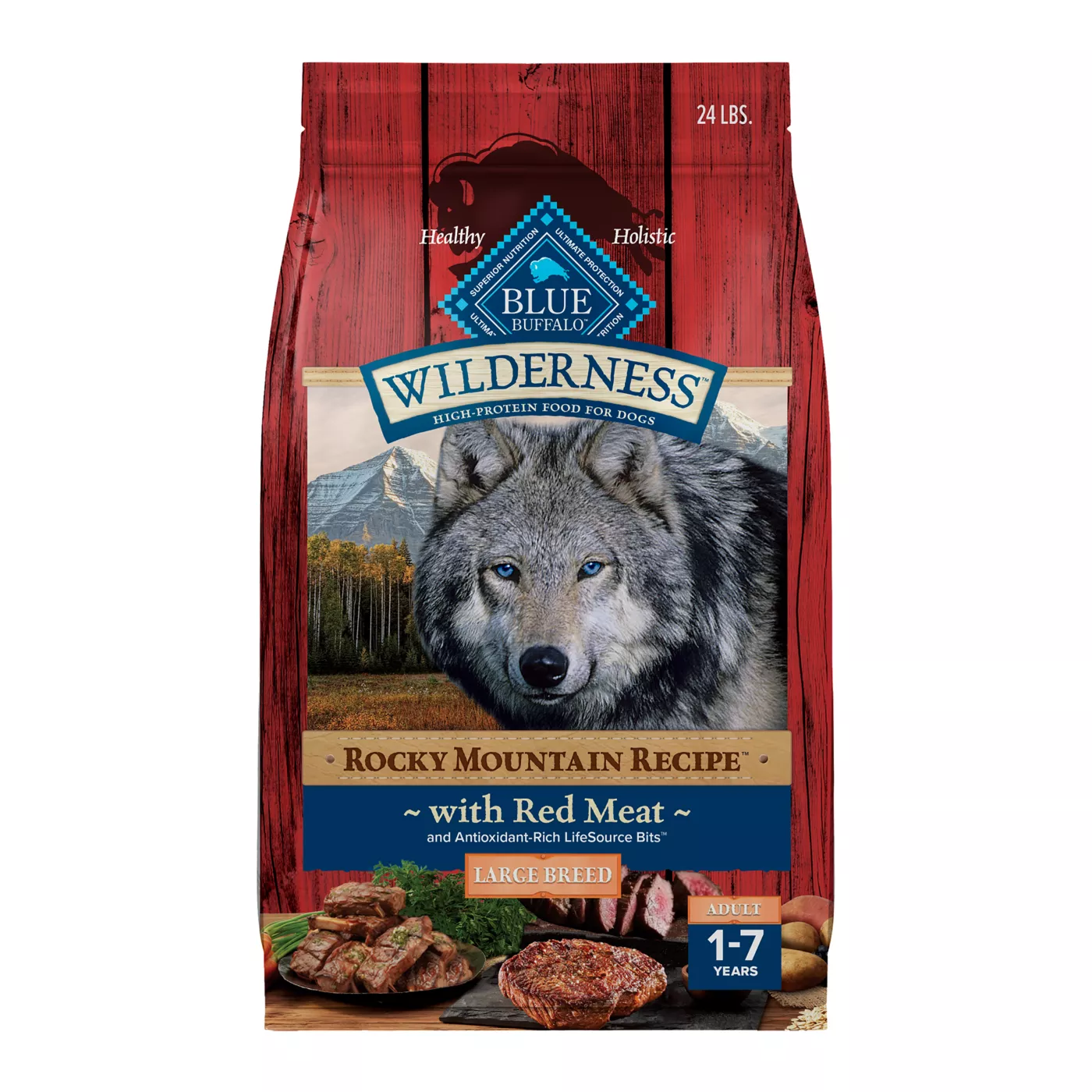 Blue Buffalo Wilderness Rocky Mountain Recipe High Protein, Beef Large Breed Adult Dry Dog Food 5348239