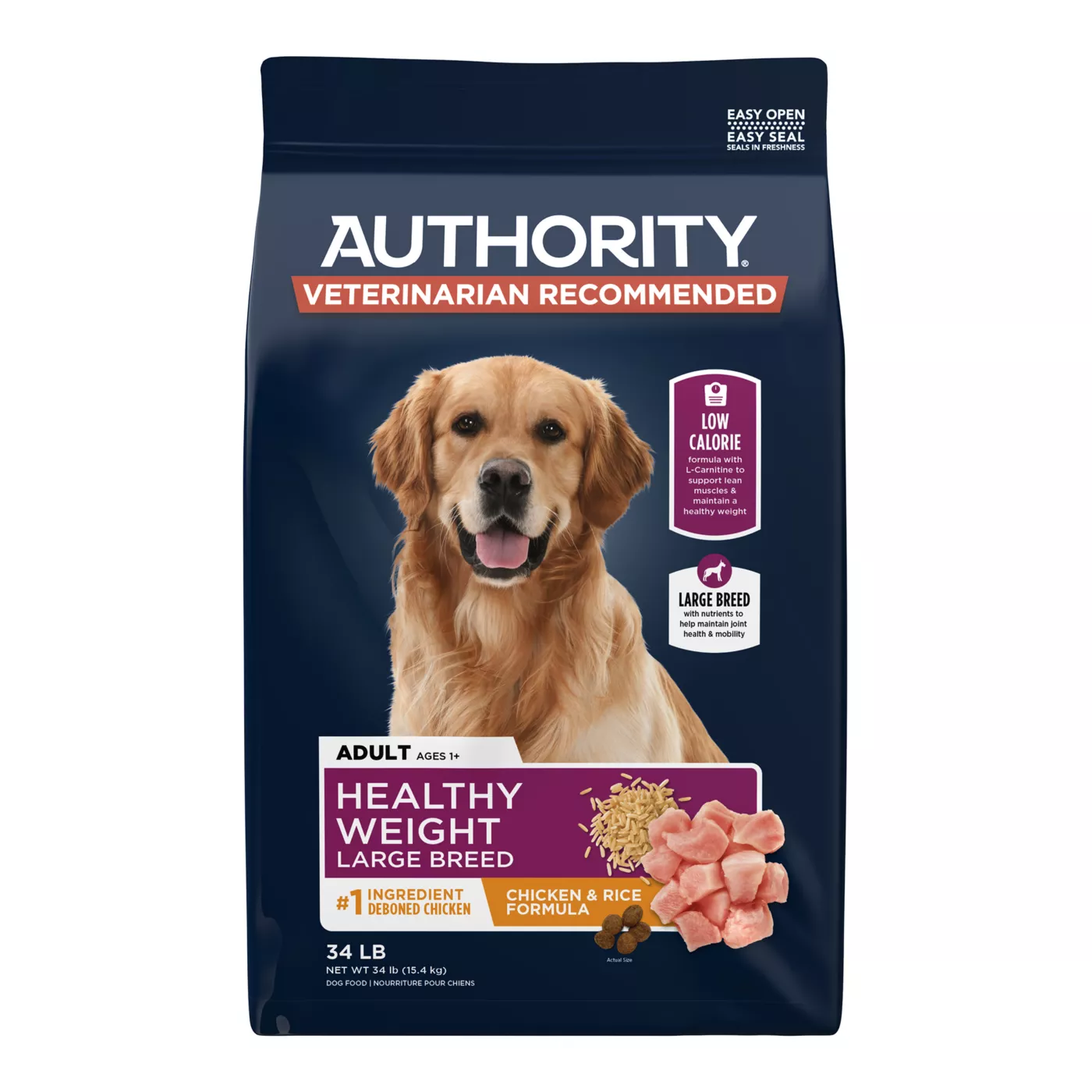 Authority Healthy Weight Large Breed Adult Dog Dry Food - Chicken & Rice, 34 lb 5348243