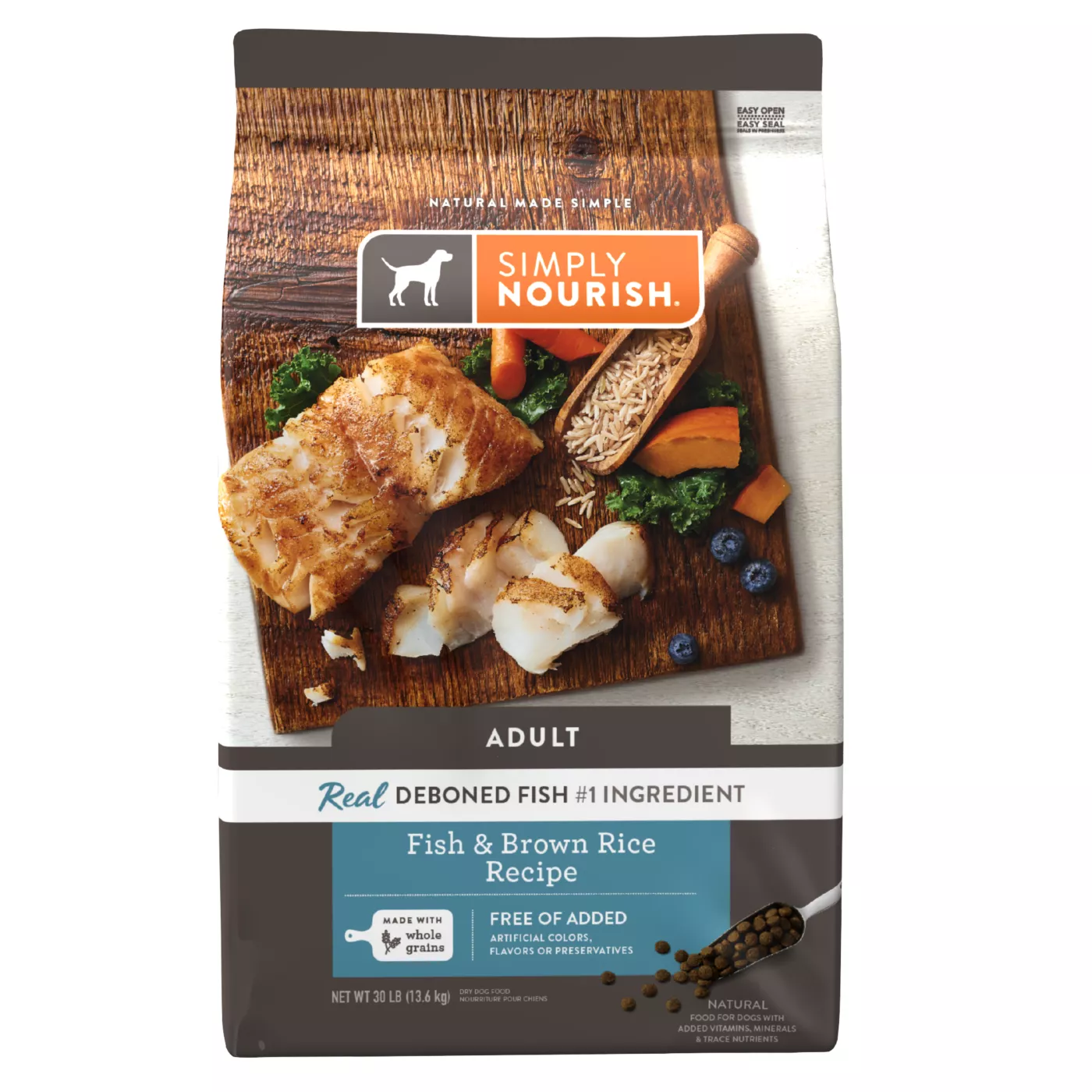Simply Nourish Adult Dog Food - Fish & Brown Rice 5348523