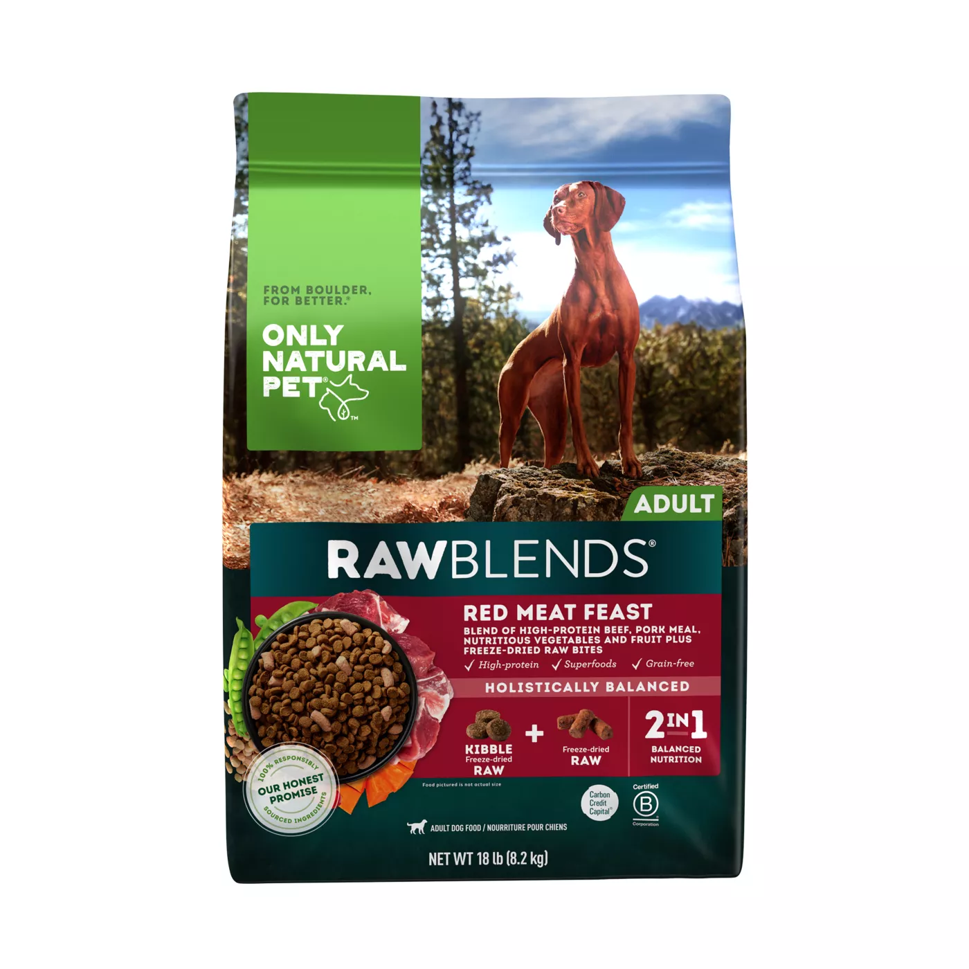 Only Natural Pet RawBlends Adult Dog Food - Grain Free, With Raw Bites, Red Meat Feast 5349283