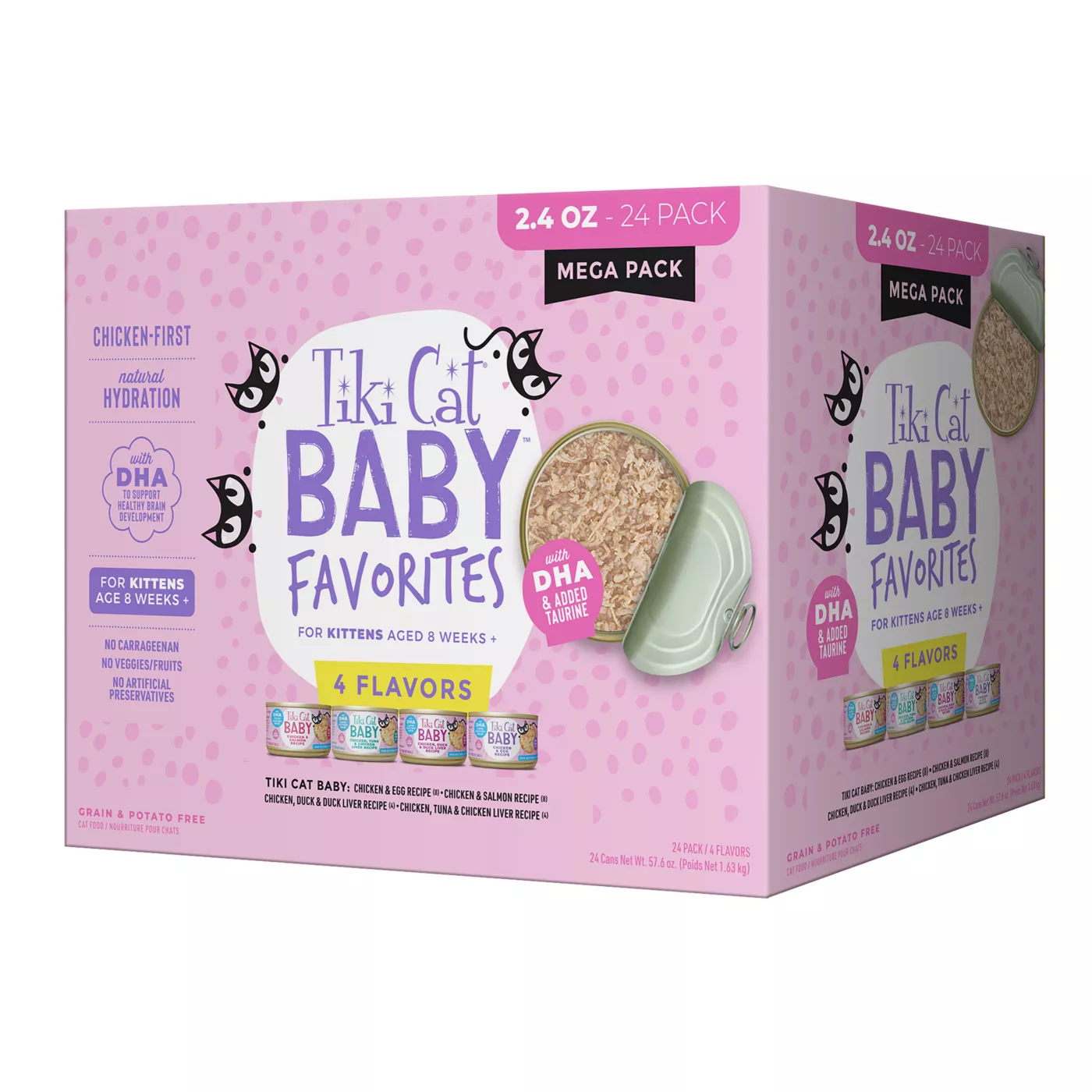 Tiki Cat Baby Kitten Food Favorites Grain Free, High Protein, 24 Ct Variety Pack 5349609