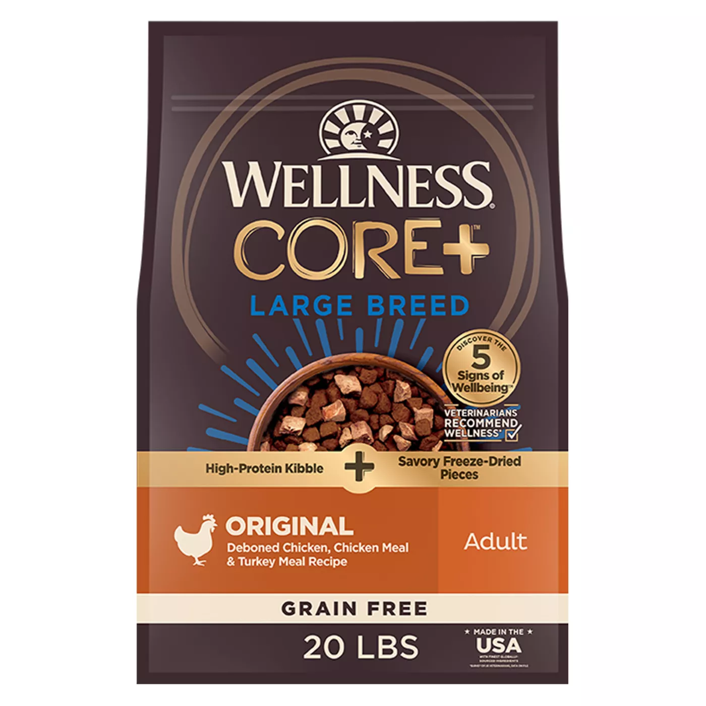Wellness Core+ Large Breed Adult Dog Food - Original, Wholesome Grains 5350436